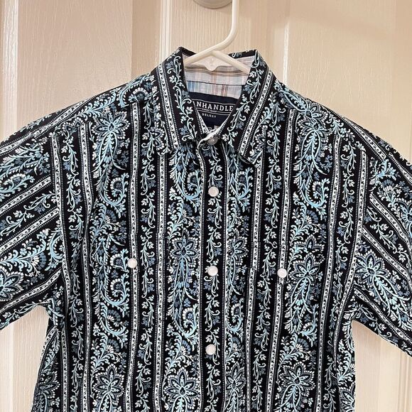 Panhandle Select Western Pearl Snap Short Sleeve Shirt Top Boys Size M 10 - Picture 2 of 13